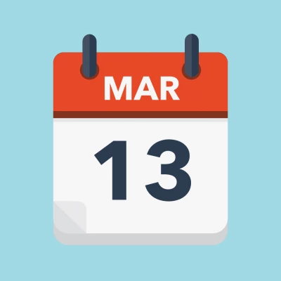 Calendar icon showing 13th March