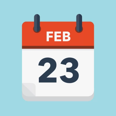 Calendar icon showing 23rd February